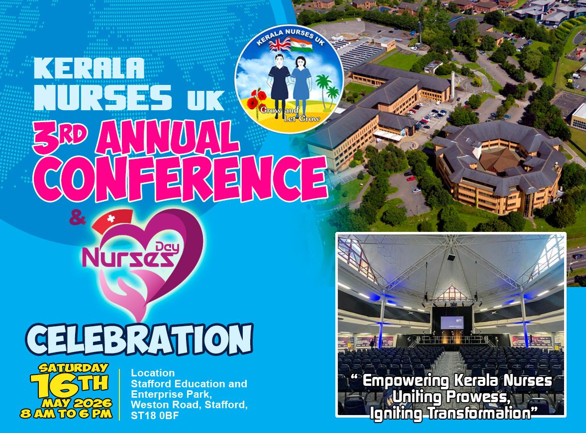 Kerala Nurses UK 3rd Annual Conference & Nurses Day Celebration — 16th May 2026, Stafford